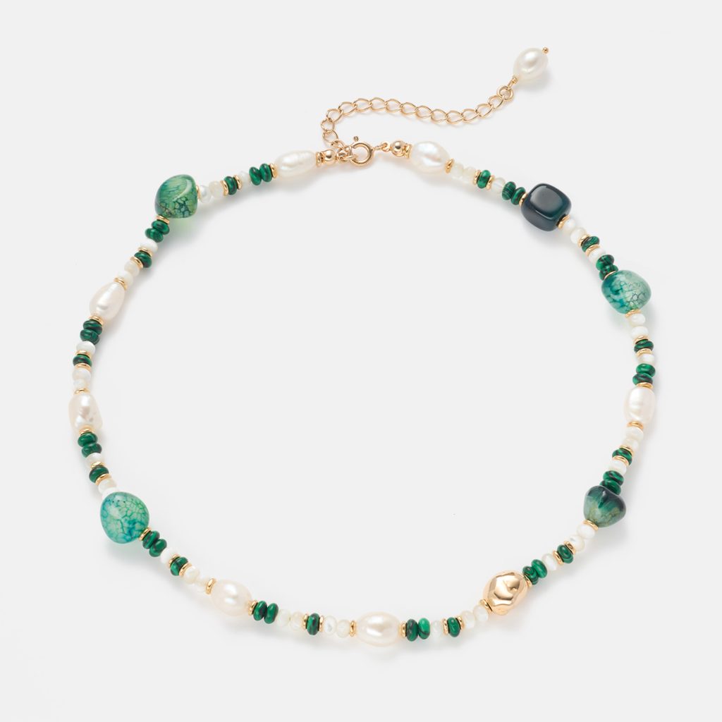 Green agate pearl necklace2