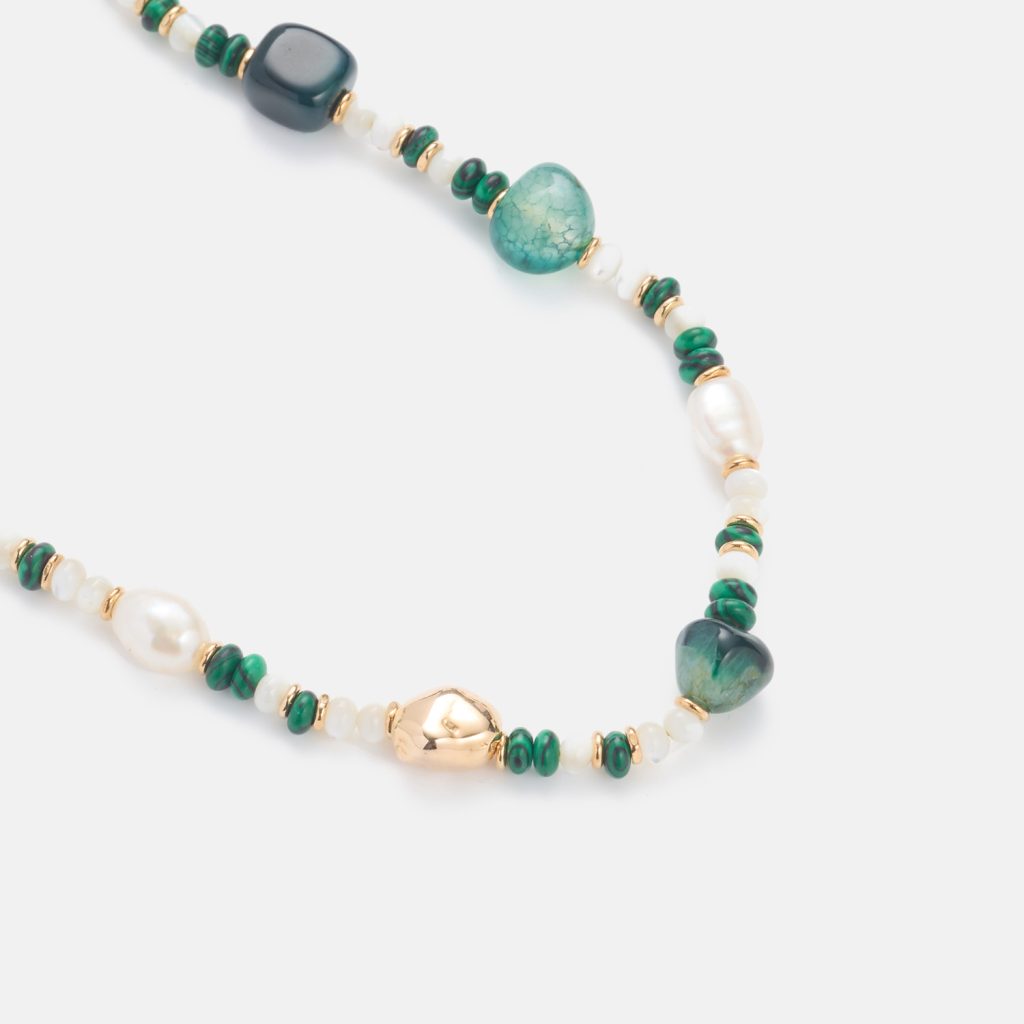 Green agate pearl necklace3